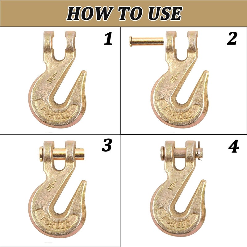 HANDRERLEE 10PCS 5/16" Clevis Grab Hooks Grade 70 Heavy Duty Chain Hook for Trucking Connections 20000LBS Load Hook - Image 5